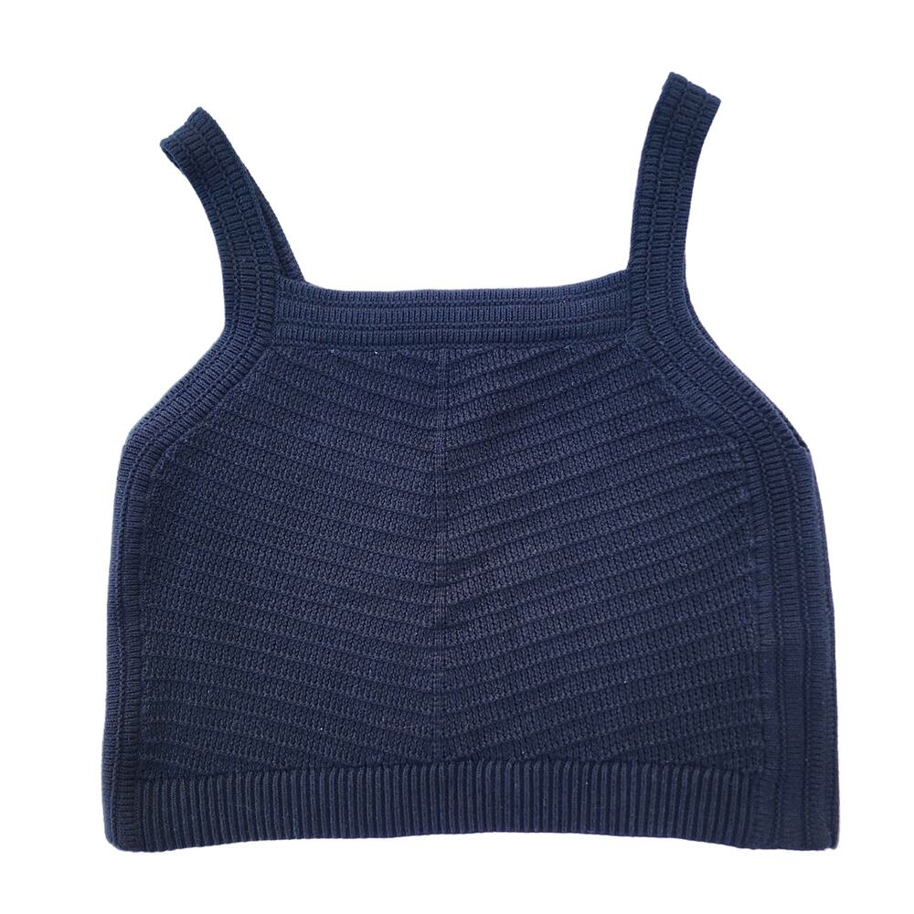 NEW Banana Republic Black Crochet Cotton Sweater XL Tank Top Square Neck Strappy